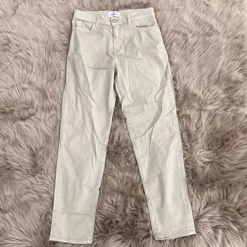 Pinko Love Birds Made in Italy Khaki Strait Leg Pants/jeans